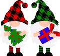 Merry Christmas Gnomes with hat vector stock design. Buffalo plaid clip art. Ranch sign. Home decor. Royalty Free Stock Photo